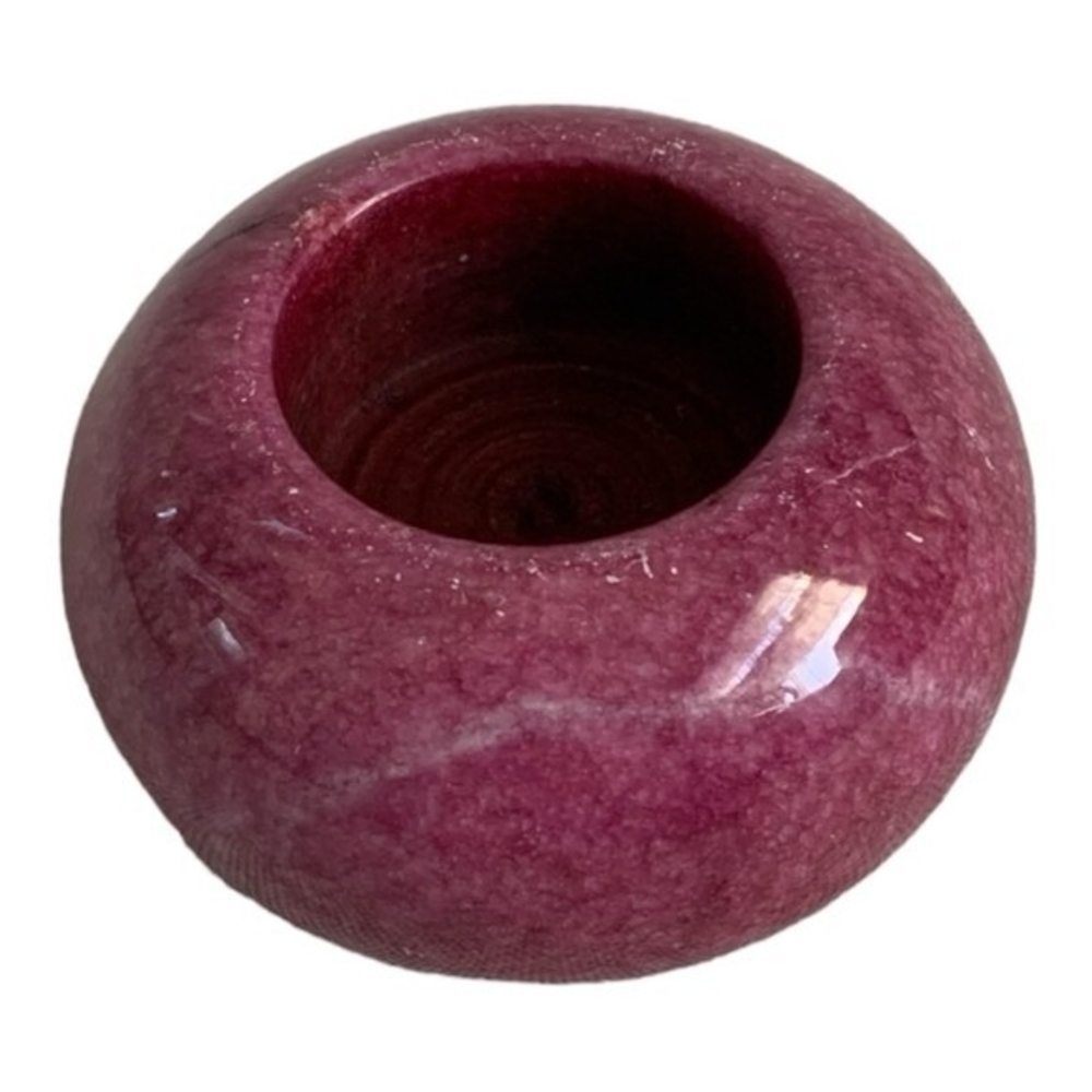 Vintage Purple Marble Tea Light Candle Holder 3.25x2" Felt Bottom Collectible VG - Picture 3 of 3